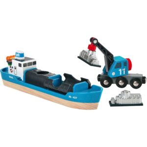BRIO World Containerschiff mit Kranwagen