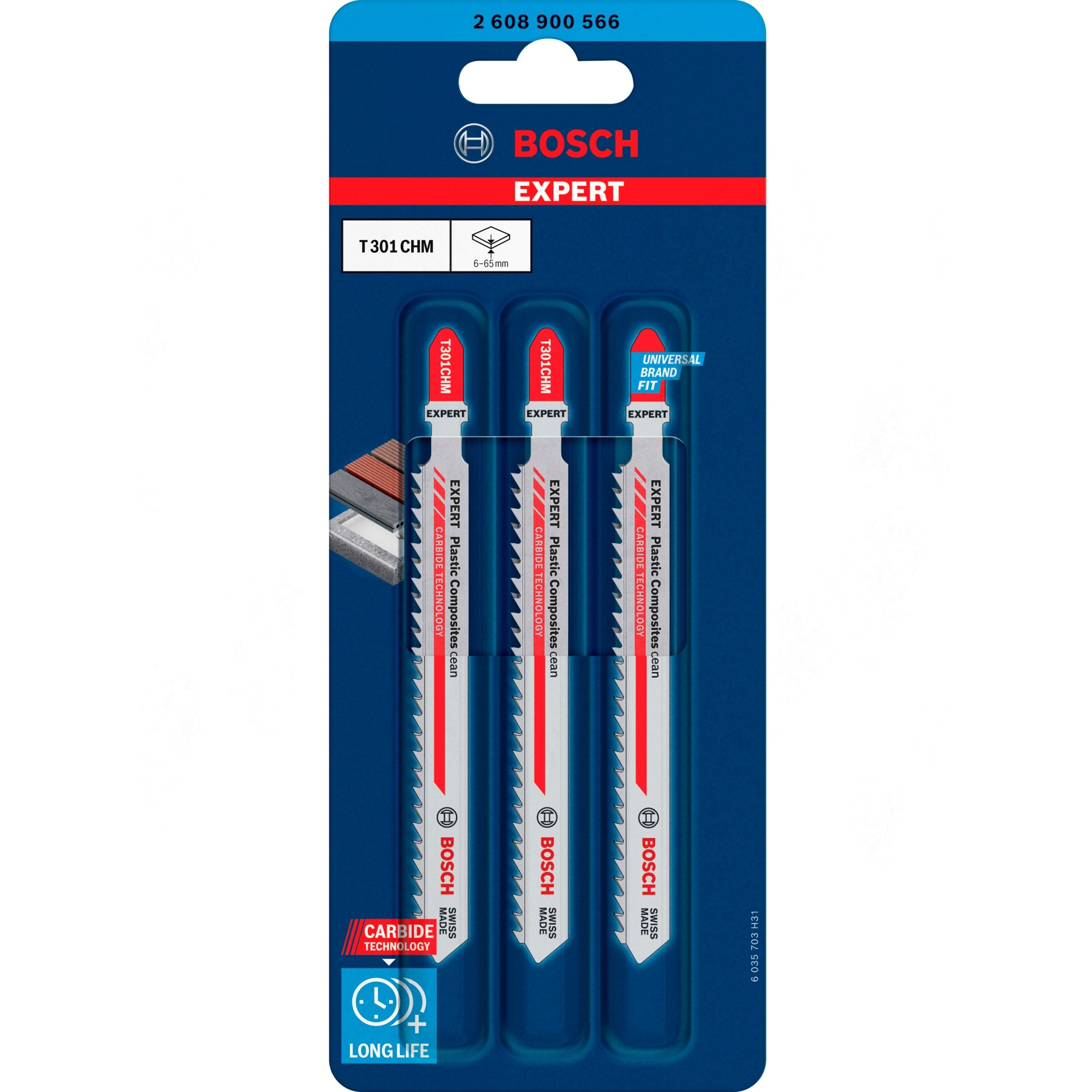 Bosch Expert Carbide Stichsägeblatt T 301 CHM ''Plastic Composites Clean''