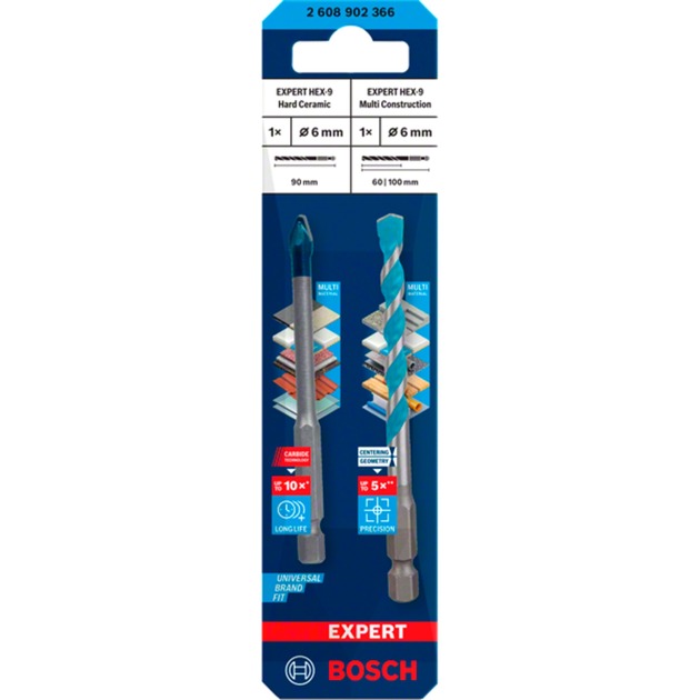 Bosch Expert HEX-9 HardCeramic + HEX-9 MultiConstruction Bohrer-Satz