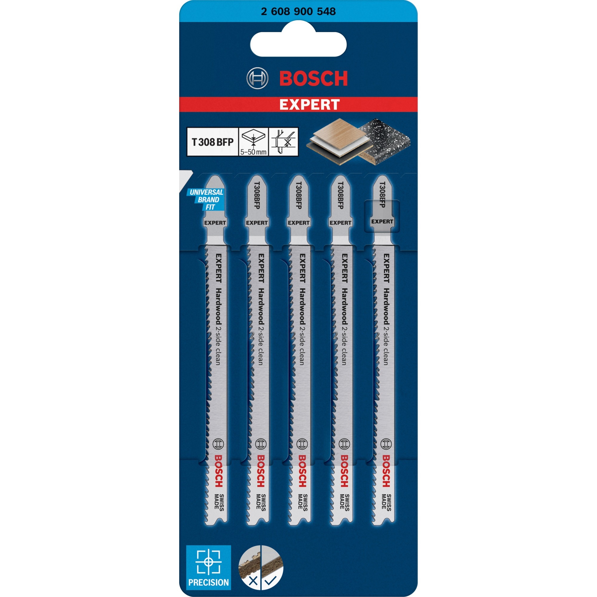 Bosch Expert Stichsägeblatt T 308 BFP ''Hardwood 2-side clean''