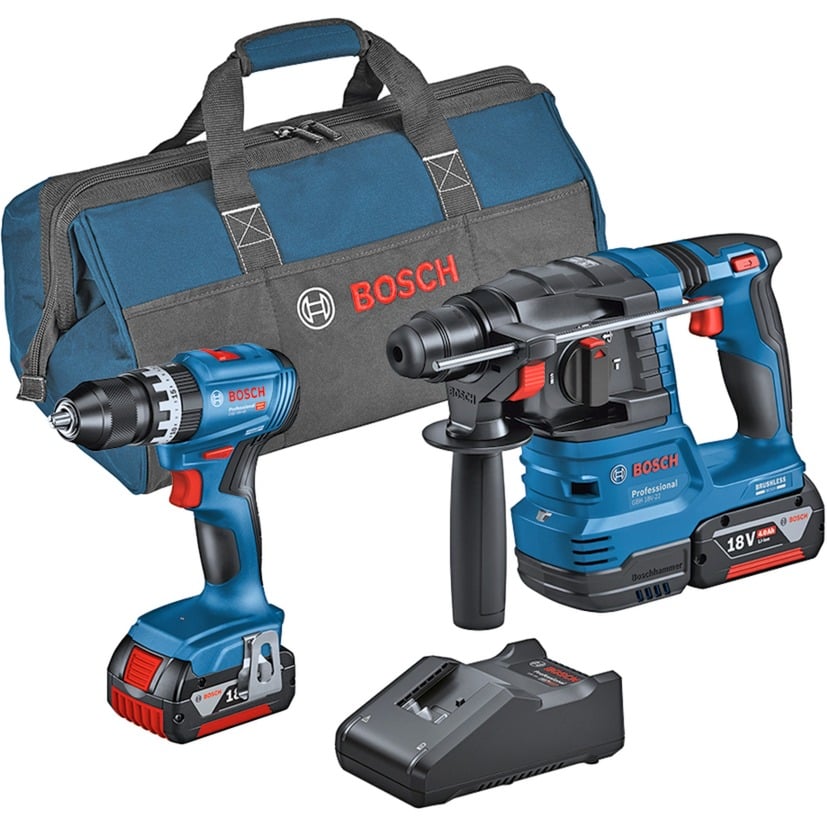 Bosch Kombi-Set Akku-Schlagbohrschrauber GSB 18V-45 + Akku-Bohrhammer GBH 18V-22