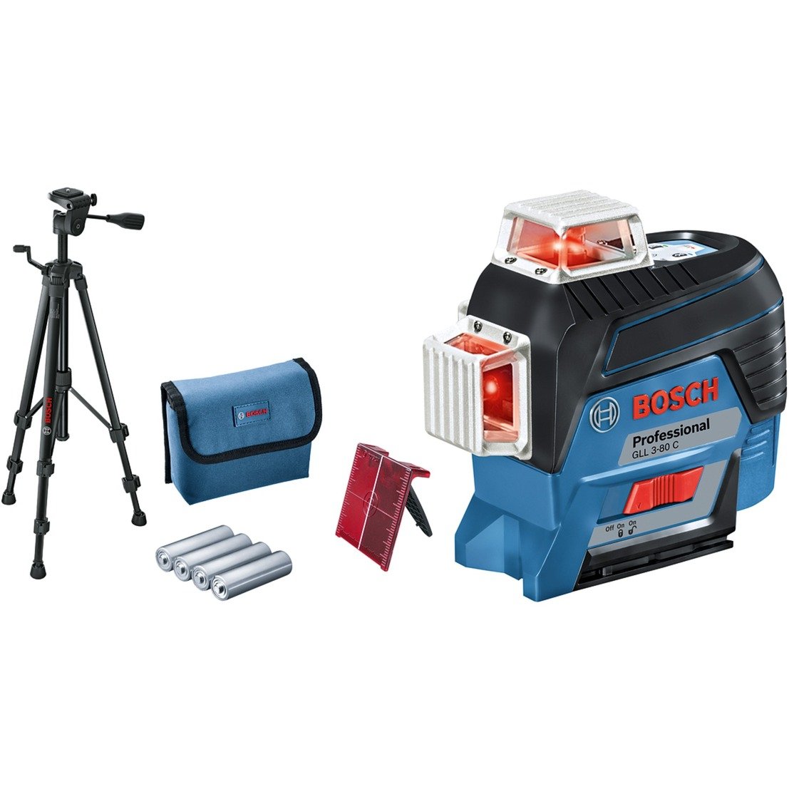 Bosch Linienlaser GLL 3-80 C Professional + Baustativ BT 150