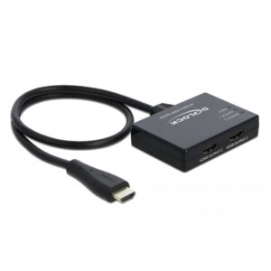 Delock HDMI Splitter 1 x HDMI in > 2 x HDMI out 4K 60 Hz