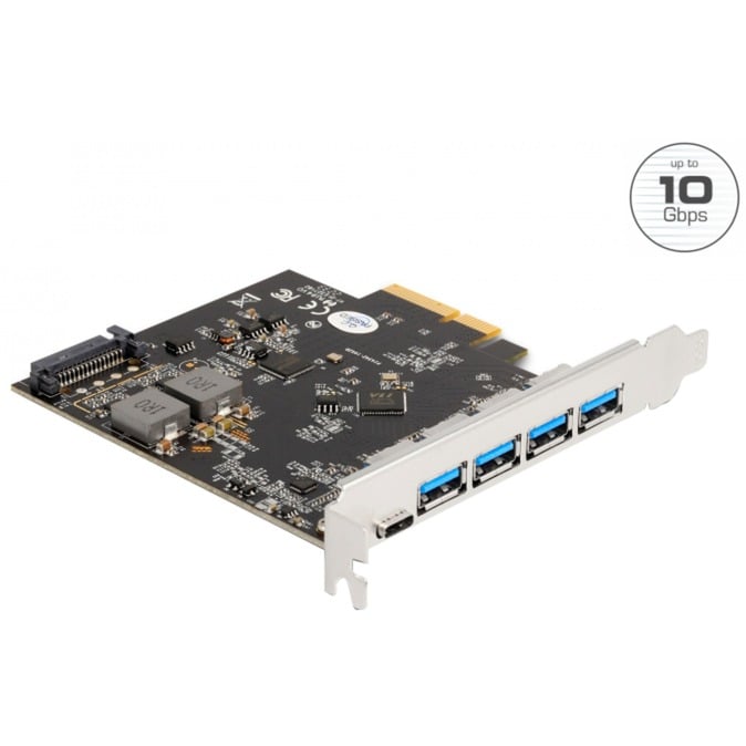 Delock PCI Express x4 Karte zu 1 x USB Type-C + 4 x USB Typ-A