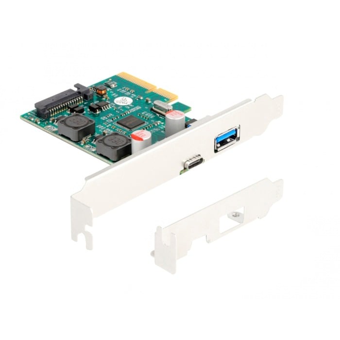 Delock PCI Express x4 Karte zu 1 x extern USB 10 Gbps Type-C Buchse + 1 x extern USB 10 Gbps Typ-A Buchse