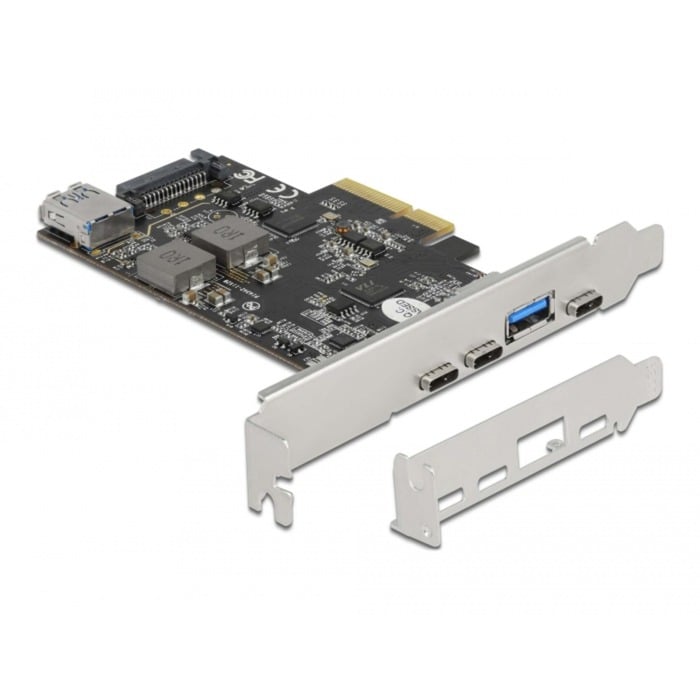 Delock PCI Express x4 Karte zu 3 x USB Type-C + 2 x USB Typ-A - SuperSpeed USB 10 Gbps - Low Profile Formfaktor