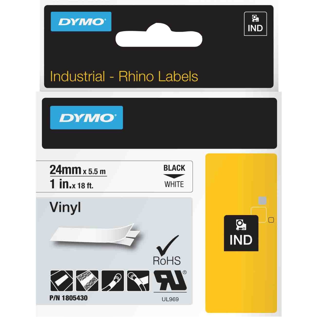 Dymo Rhino IND ORIGINAL Schriftband Vinyl 24mm x 5