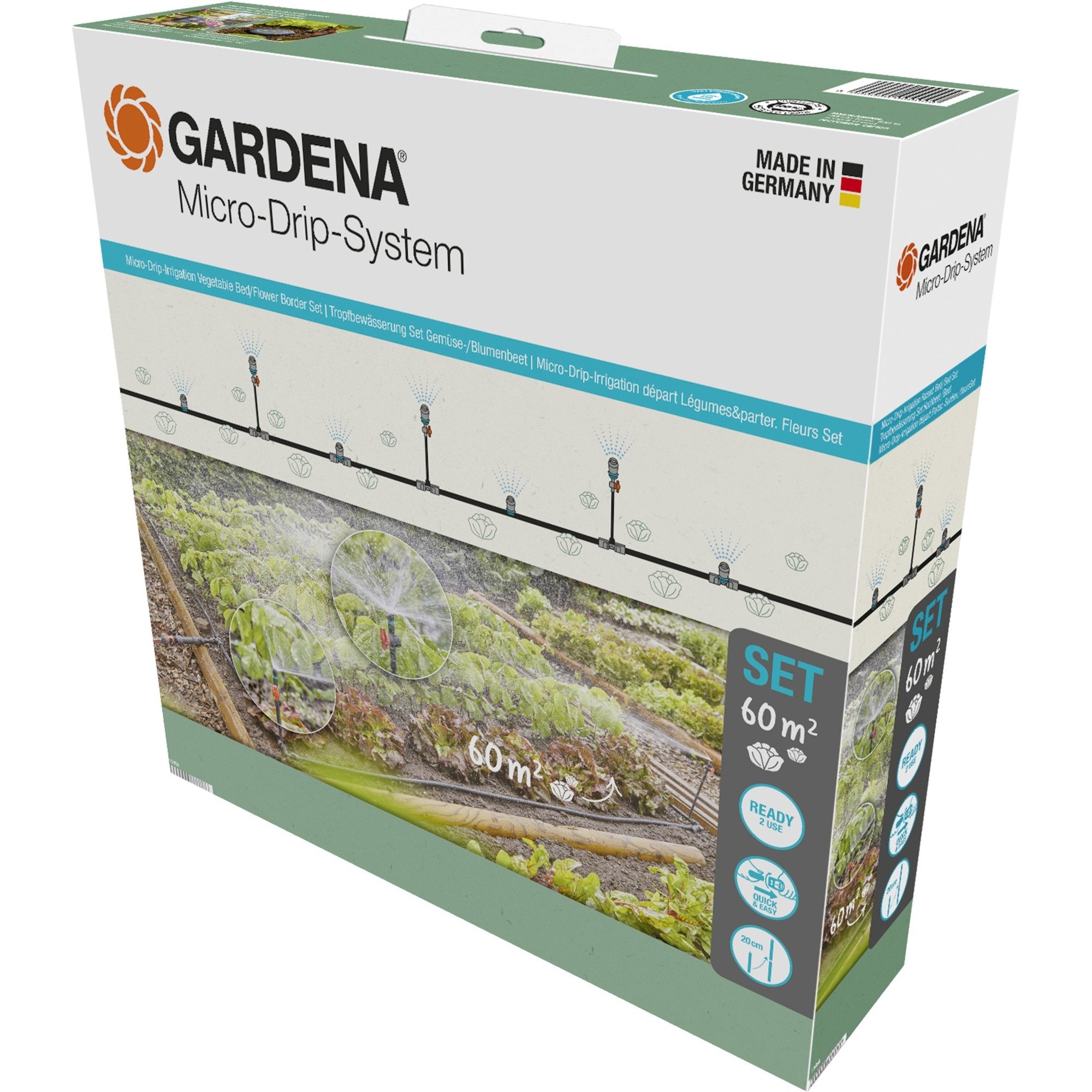 Gardena Micro-Drip-System Tropfbewässerung Set Gemüse-/Blumenbeet 60m²