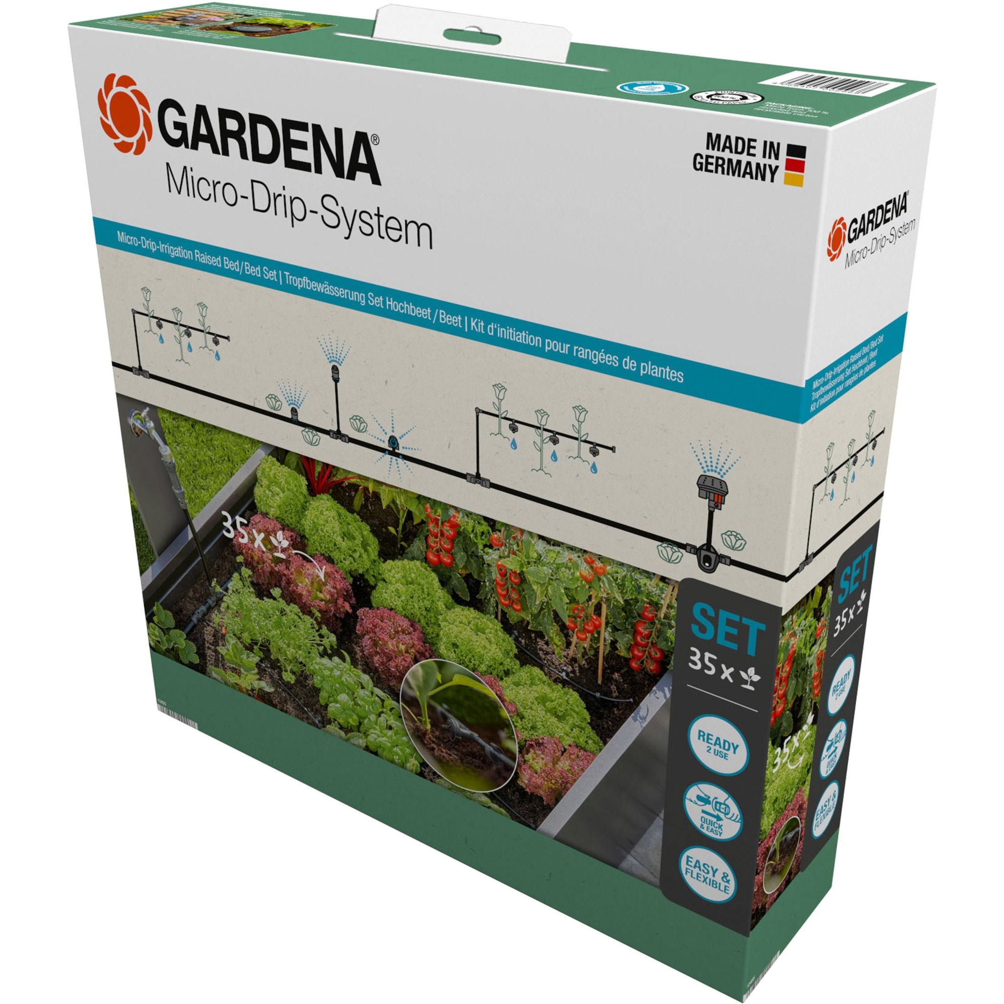 Gardena Micro-Drip-System Tropfbewässerung Set Hochbeet/Beet