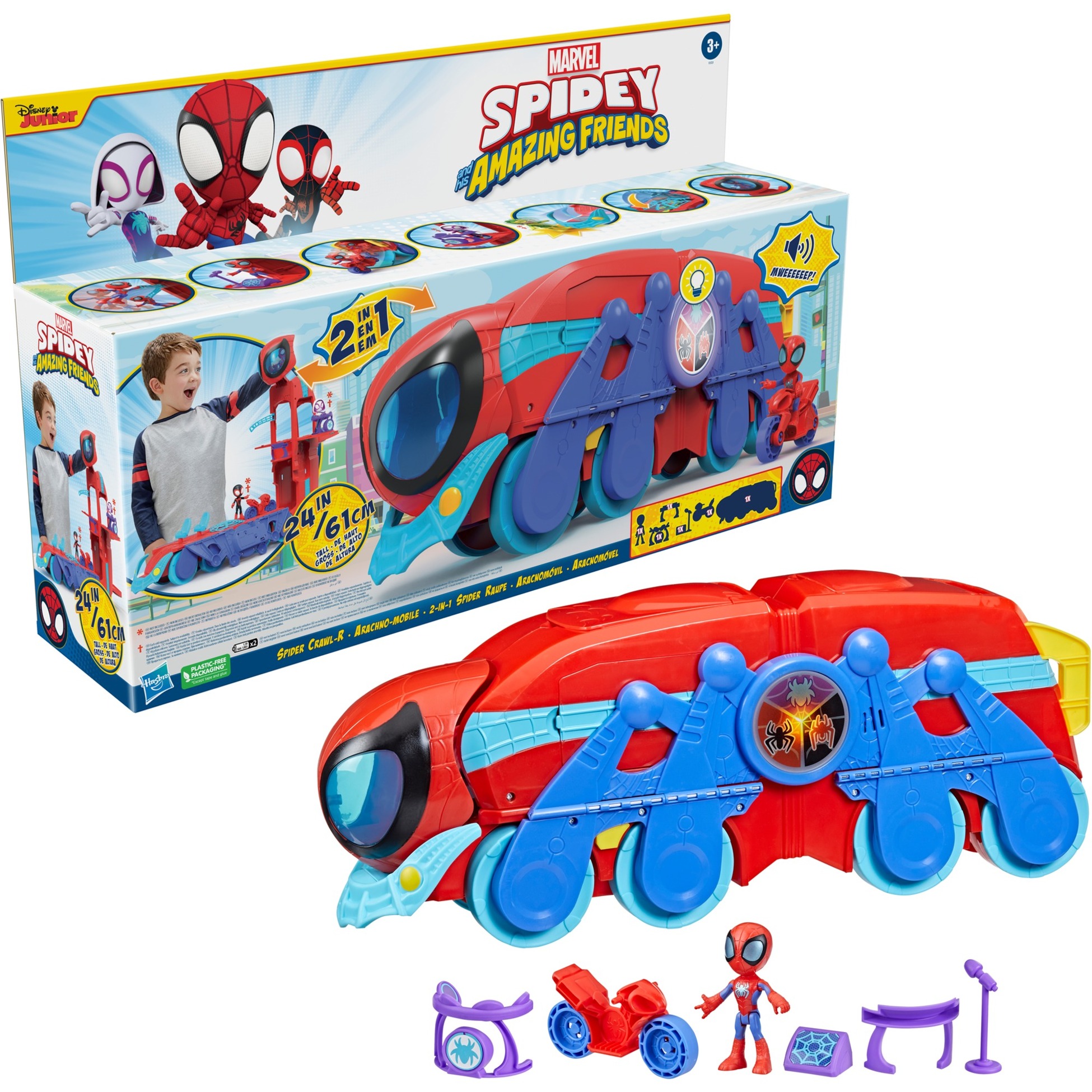 Hasbro Marvel Spidey and His Amazing Friends 2-in-1 Spider Raupe