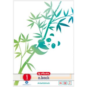 Herlitz Arbeitsblock A4 GREENline 50 Blatt Lineatur 01 Motiv Panda