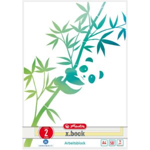 Herlitz Arbeitsblock A4 GREENline 50 Blatt Lineatur 02 Motiv Panda