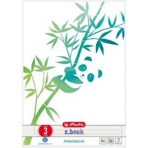 Herlitz Arbeitsblock A4 GREENline 50 Blatt Lineatur 03 Motiv Panda