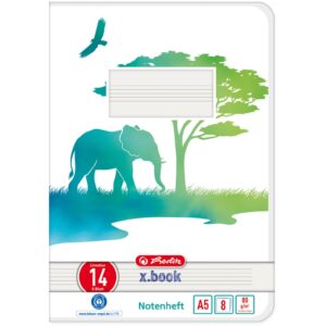Herlitz Notenheft A5 8 Blatt Lineatur 14 GREENline Elefant