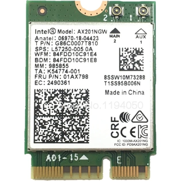 Intel® Wi-Fi 6 AX201 M.2 non vPro