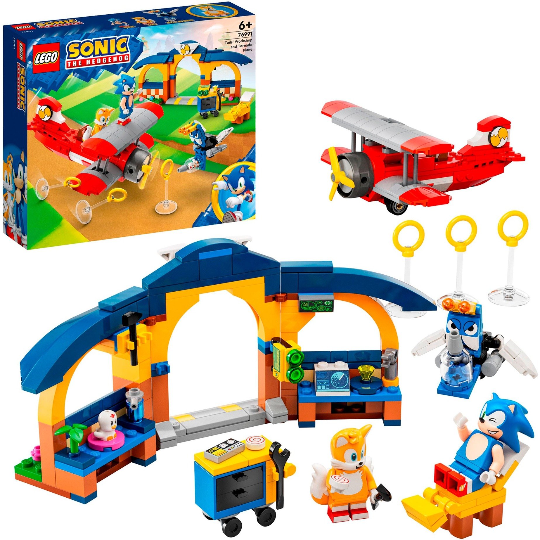 Lego 76991 Sonic the Hedgehog Sonic Tails‘ Tornadoflieger mit Werkstatt