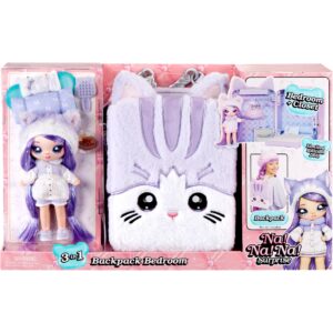 MGA Entertainment Na! Na! Na! Surprise 3-in-1 Backpack Bedroom Serie 3 Playset - Lavender Kitten