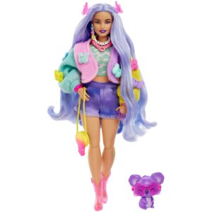 Mattel Barbie Extra Puppe 20 - lavendelfarbenes Haar/Schmetterlings-Haarspange