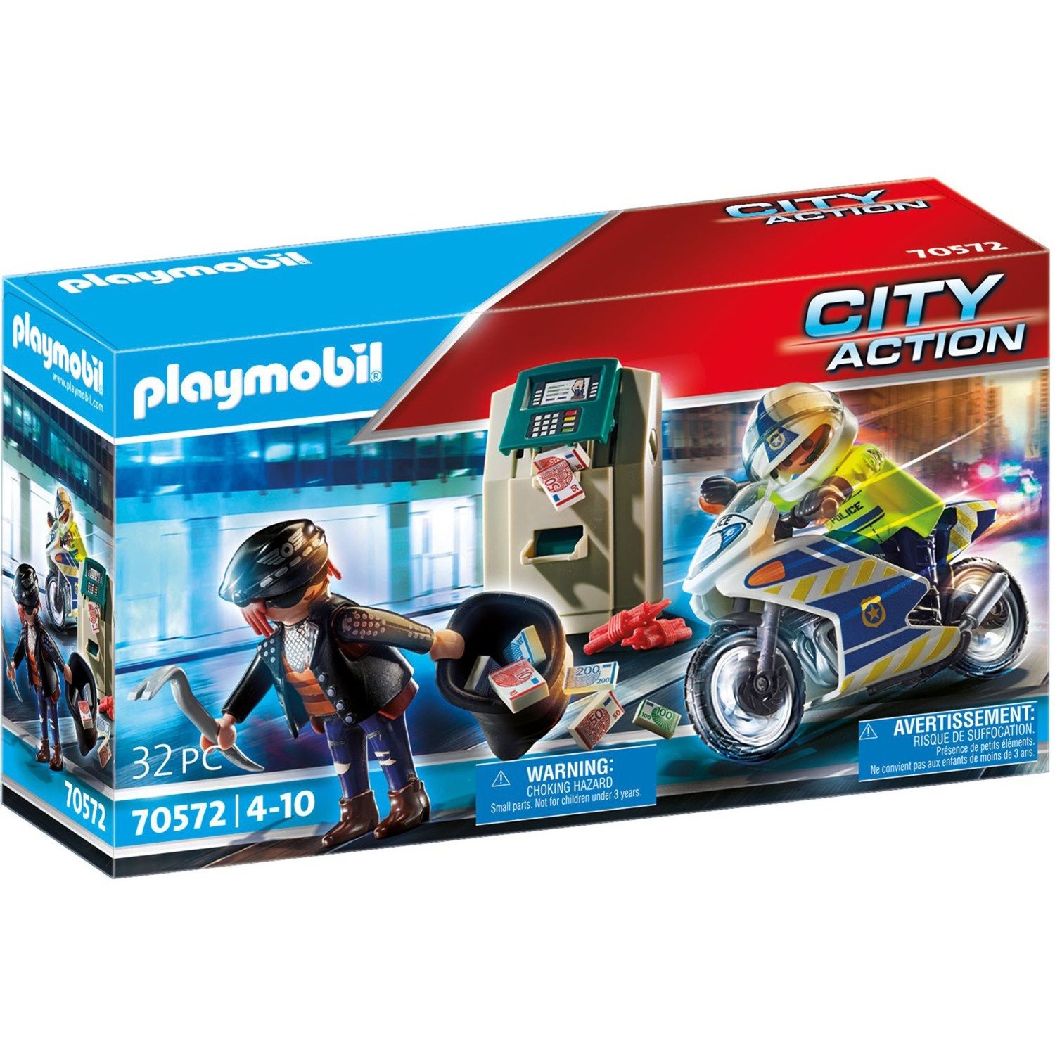 PLAYMOBIL 70572 City Action - Polizei-Motorrad: Verfolgung des Geldräubers