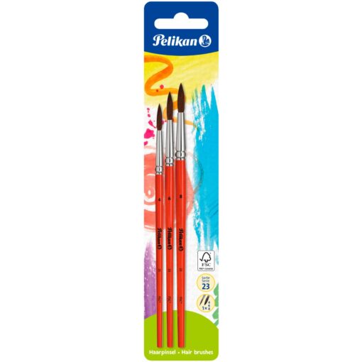 Pelikan Haarpinsel Blister mit 3 Pinseln