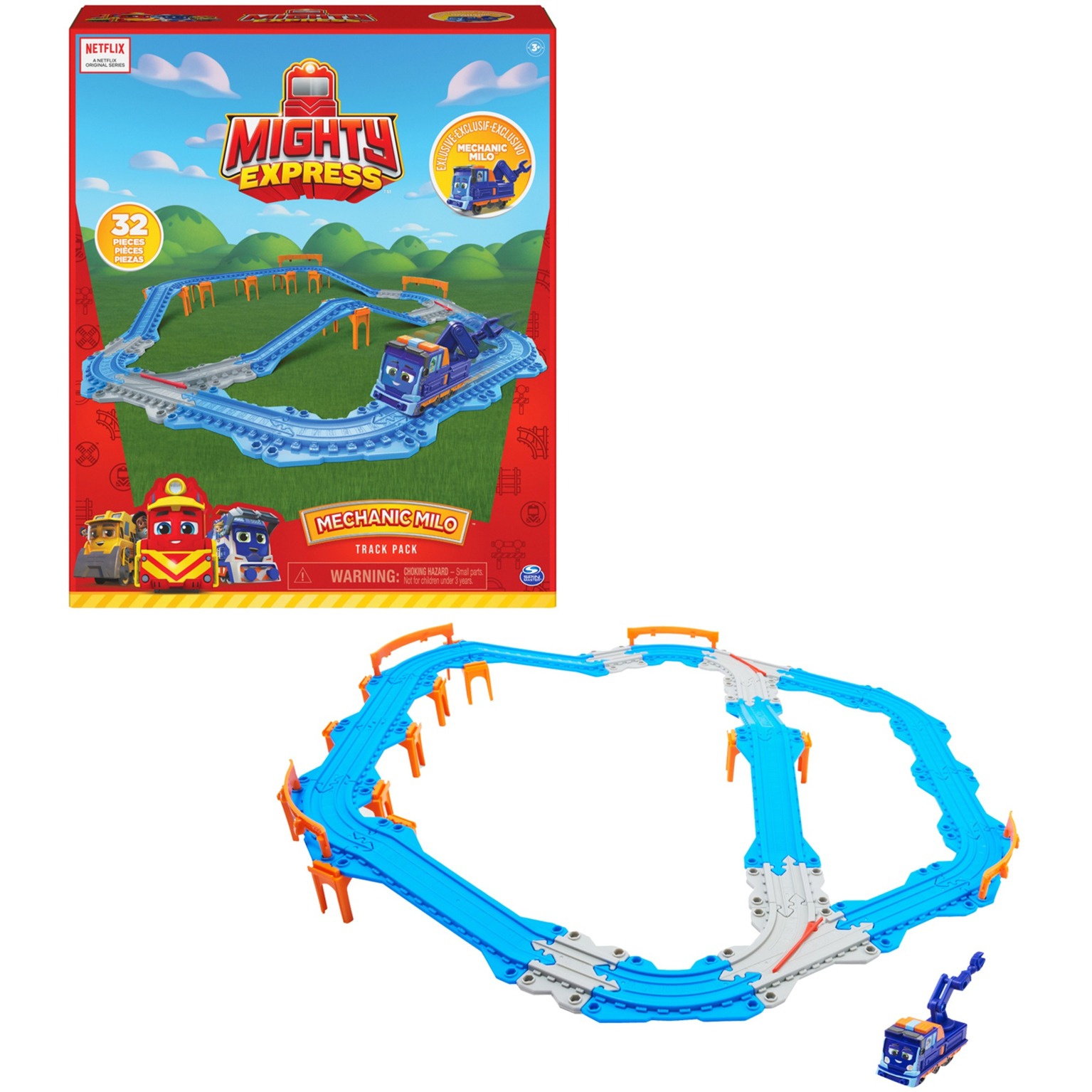Spin Master Mighty Express Schienen-Set mit Push-and-Go Zug Mechaniker Milo