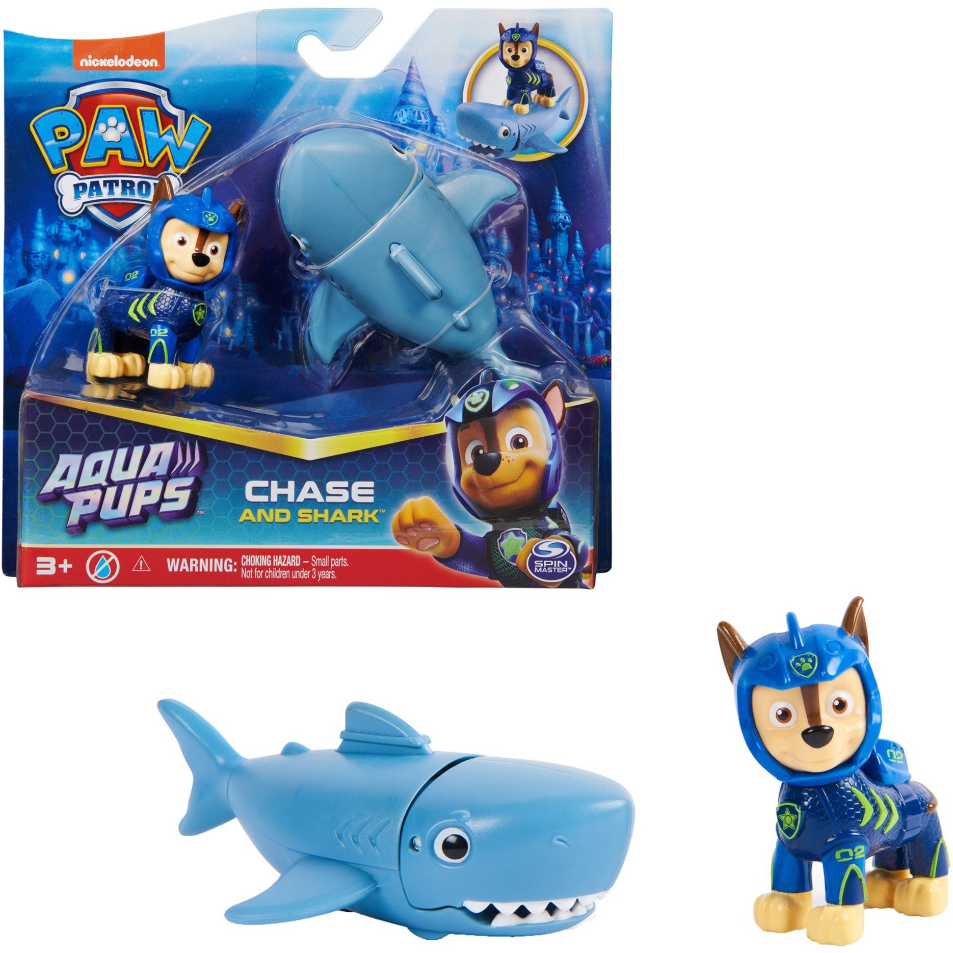 Spin Master Paw Patrol Aqua Pups - Hero Pups-Set mit Chase-Welpenfigur und Hai-Figur