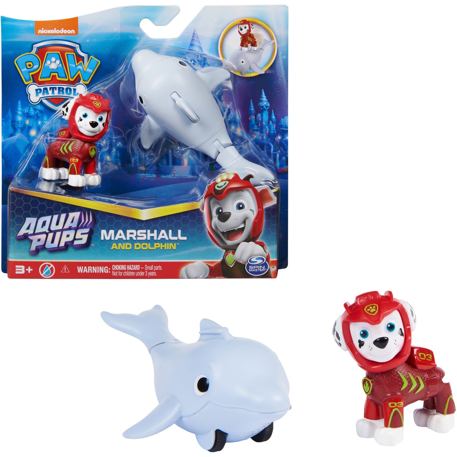 Spin Master Paw Patrol Aqua Pups - Hero Pups-Set mit Marshall-Welpenfigur und Delfin-Figur