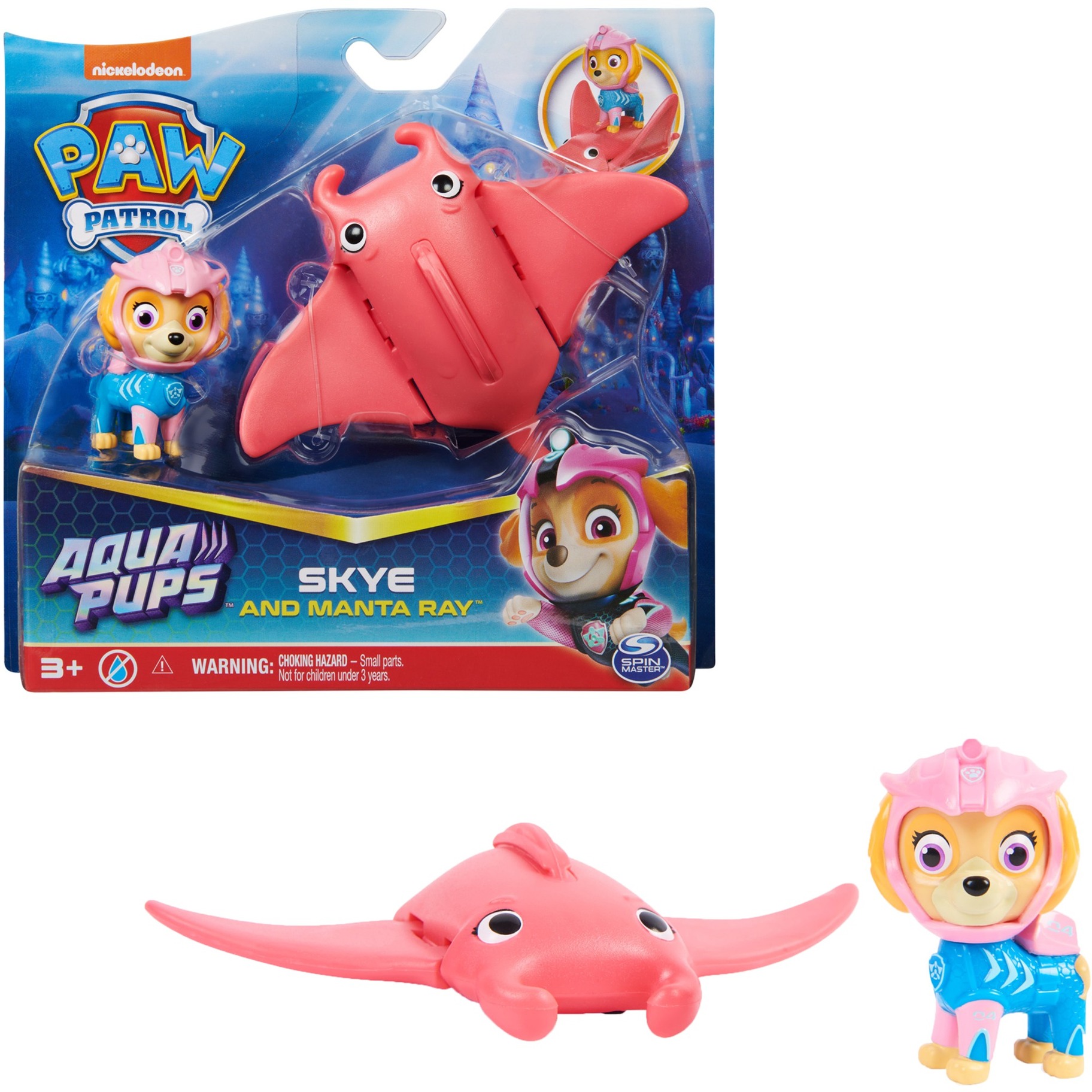 Spin Master Paw Patrol Aqua Pups - Hero Pups-Set mit Skye-Welpenfigur und Rochen-Figur