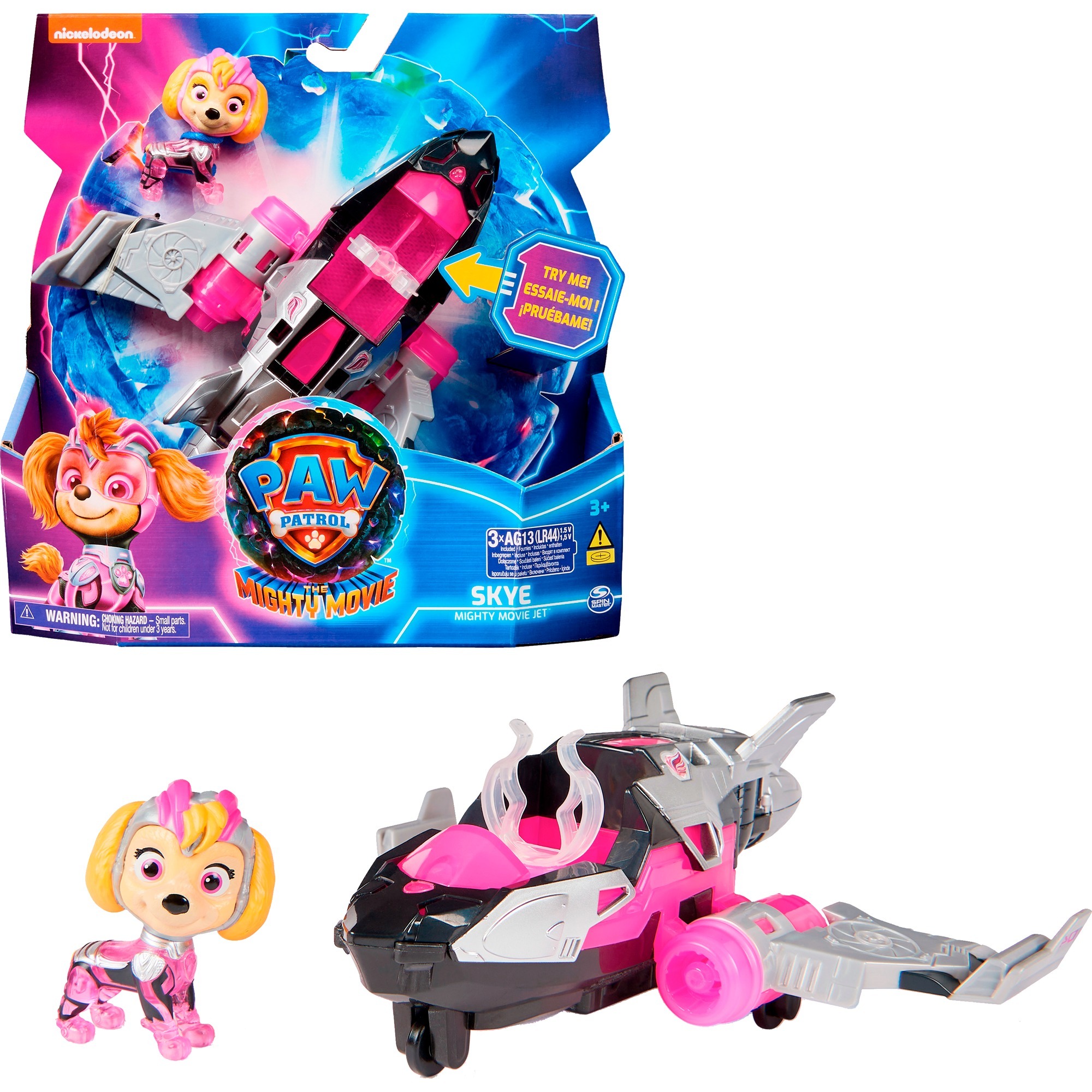 Spin Master Paw Patrol Mighty Kinofilm - Basis Fahrzeug von Skye mit Welpenfigur