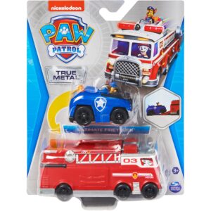 Spin Master Paw Patrol True Metal Team 2er Set Feuerwehrwagen und Polizeiauto mit Chase