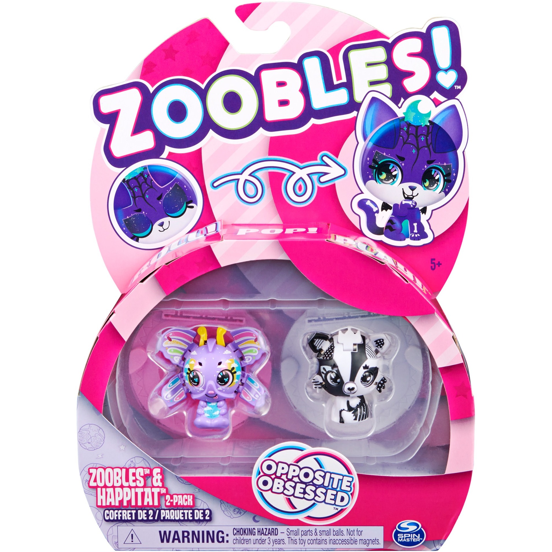 Spin Master Zoobles Rainbow Schmetterling und Black and White Fuchs