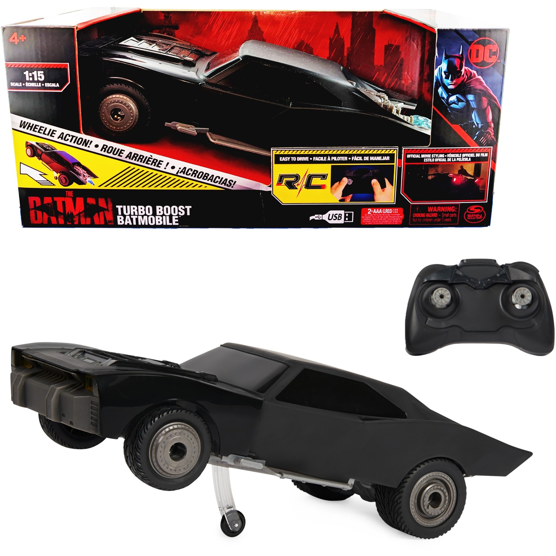 Spin Master "The Batman" Turbo Boost Batmobile mit Wheelie-Funktion
