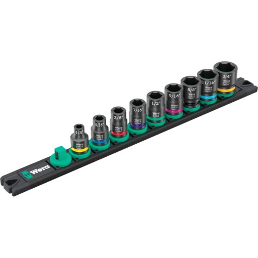 Wera 9608 Nuss-Magnetleiste B Impaktor Imperial 1 Steckschlüsseleinsatz-Satz 3/8"
