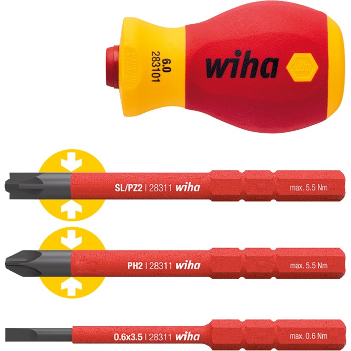 Wiha Schraubendreher mit Bithalter-Set SoftFinish electric slimVario