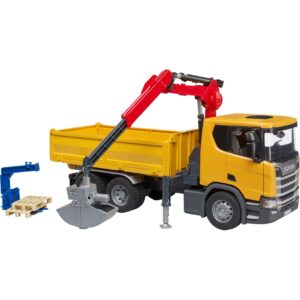 Bruder Scania Super 560R Baustellen-LKW mit Kran und 2 Paletten